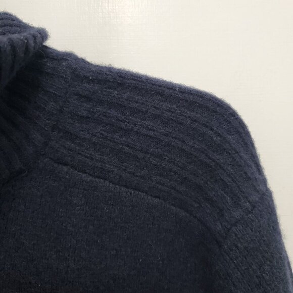 J. Crew Factory Mens Vintage Navy Blue 100% Lambswool Zip Up Mock Neck Sweater L - Picture 3 of 6